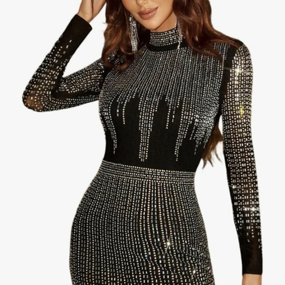 Black and Silver Sheer Whimsigoth Goth Dress Large - Picture 12 of 12